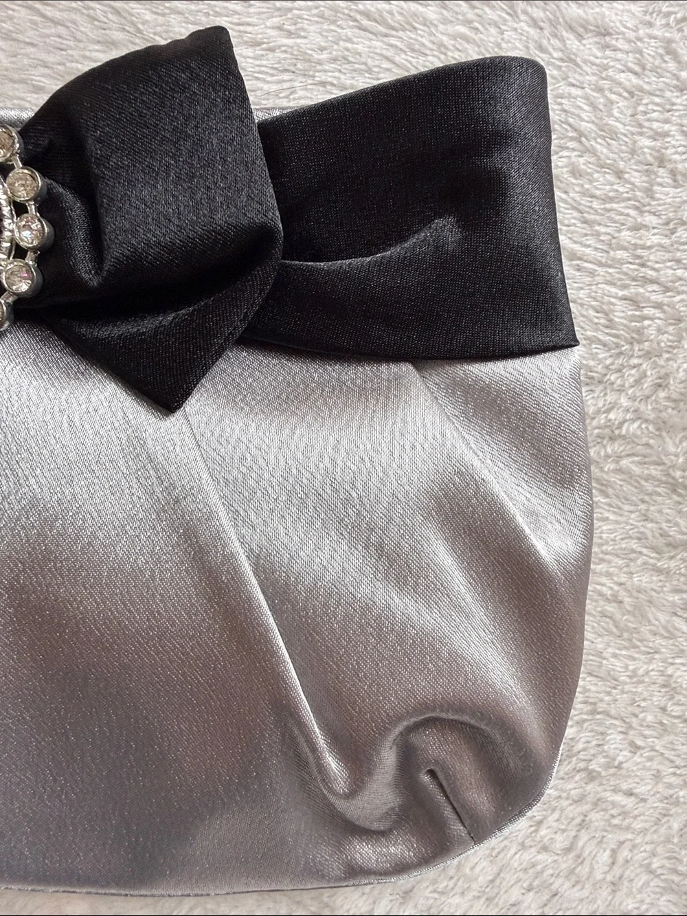 Bijoux Terner NWT Silver & Black Satin Evening Clutch Bag